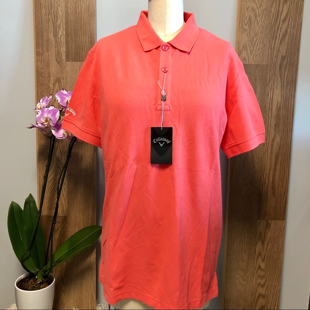 *NWT* Men's Callaway Peach Cotton Polo, Size M